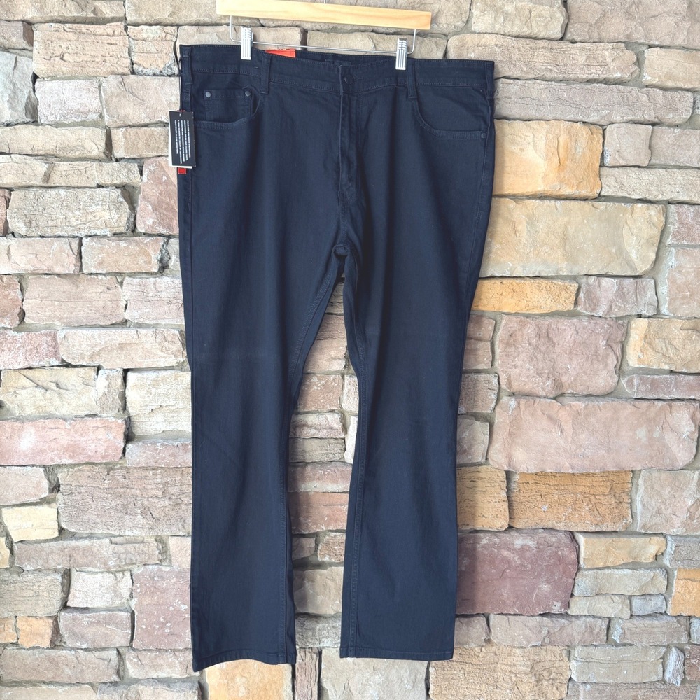 NEW Image Mens 40x32 Straight Fit Premium Stretch Black Denim‎ Jeans